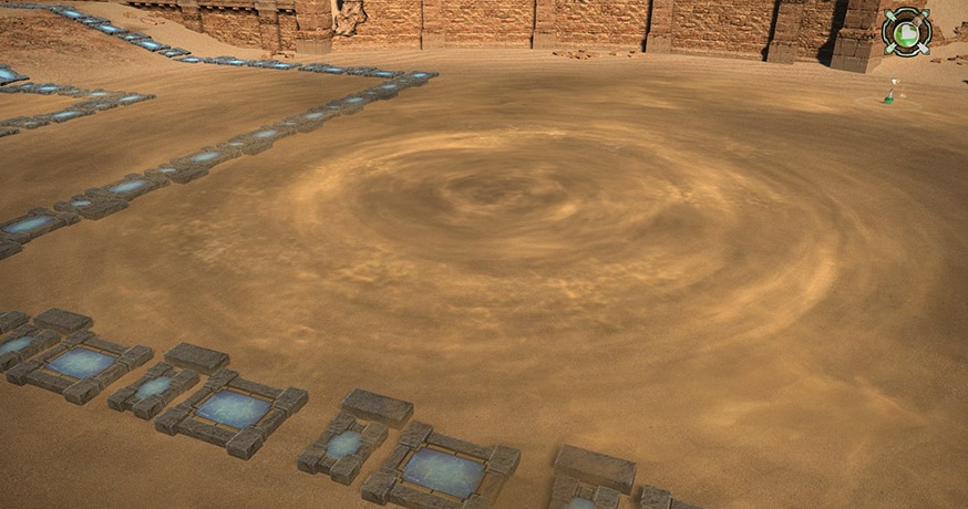 개미귀신굴 중심으로 모래가 빨려 들어갑니다.