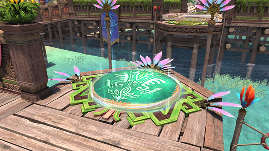 도약대는 원형 모양에 특수 문양이 그려져 있습니다.