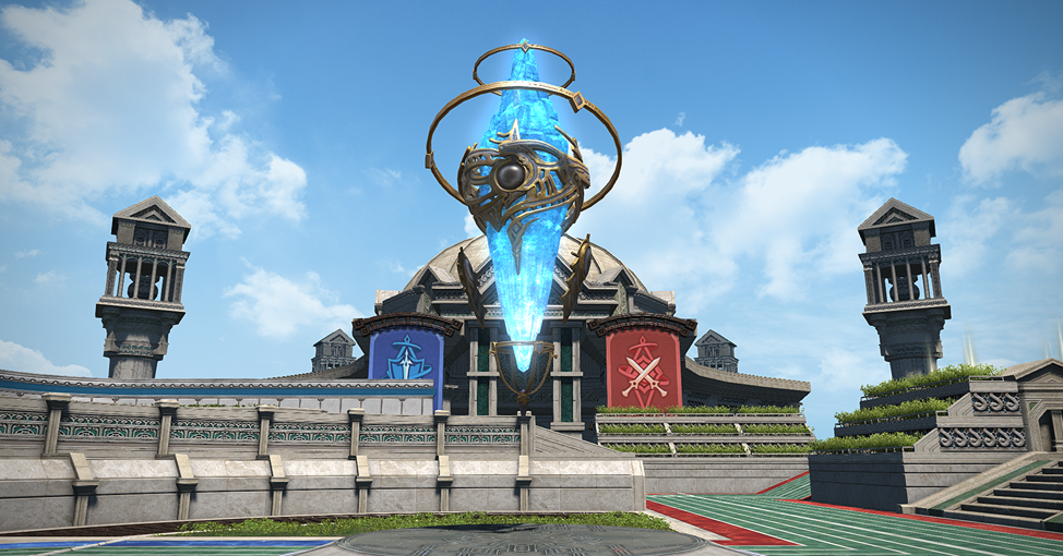 푸른색상의 마름모꼴 모양의 전술 크리스탈 외형 모습