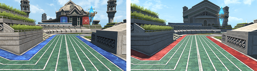 전술 크리스탈이 이동 가능한 구간은 빨강과 파랑 색상으로 구분 되어 있습니다.