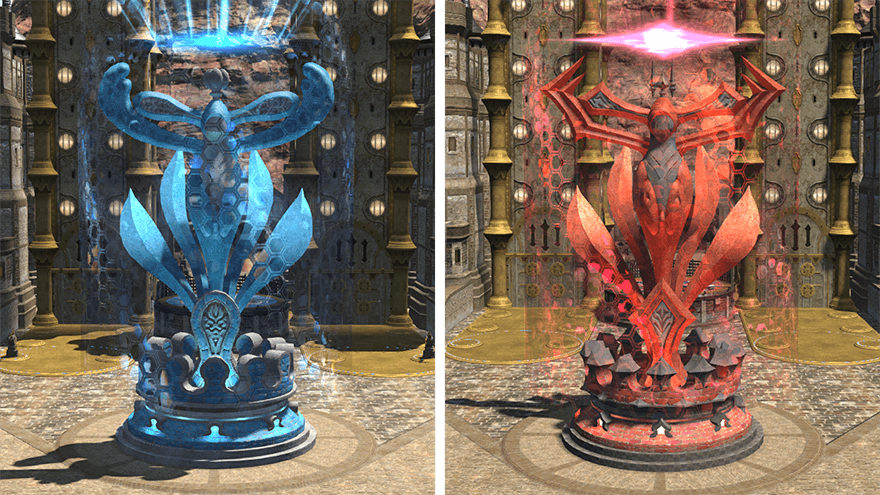 파란색, 빨간색 중추 시설.