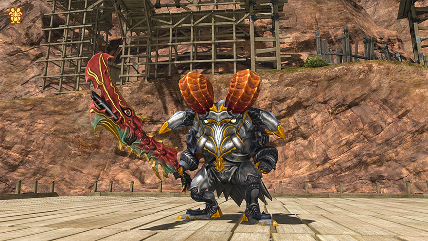 큰 뿔이 2개 달려 있고, 대검과 중무장한 고블린이 등장합니다.