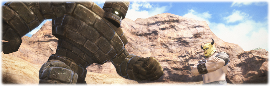 우락부락한 남자와 미지의 골렘